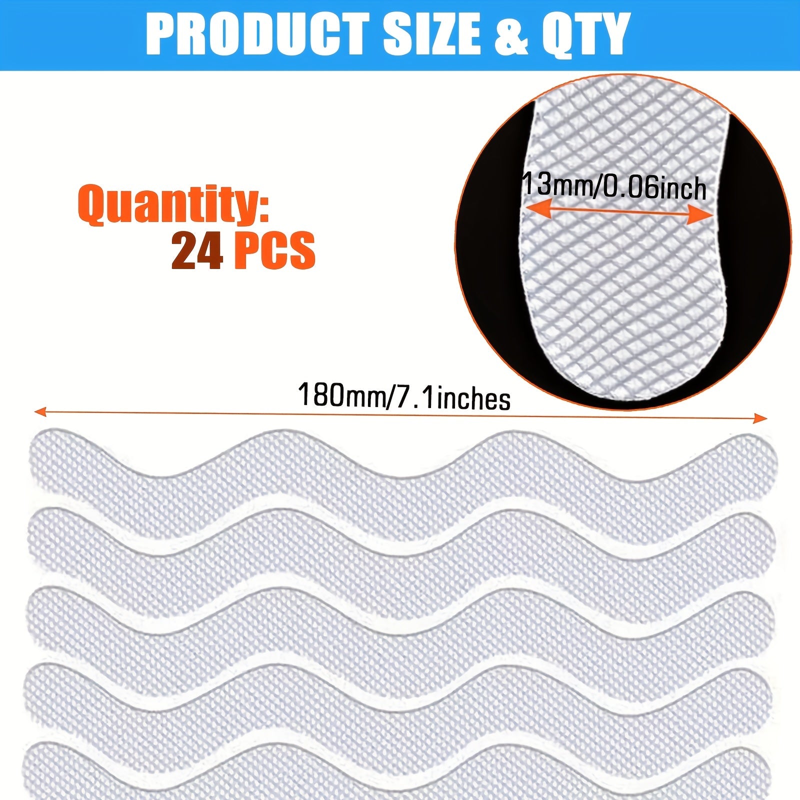24pcs Clear Non Slip Strip Stickers for Bathroom Floor and Shower