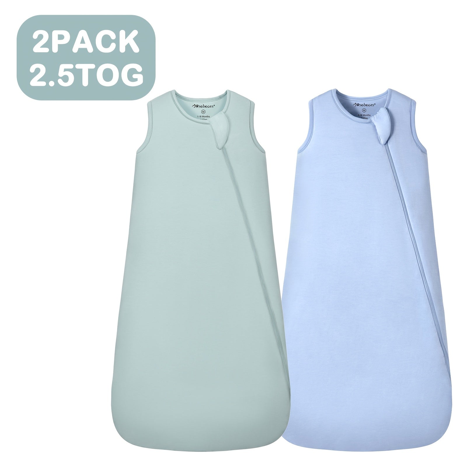 2 Pack Unisex Baby Sleep Sacks 2 5 Tog Bamboo Fiber Wearable Blankets Green