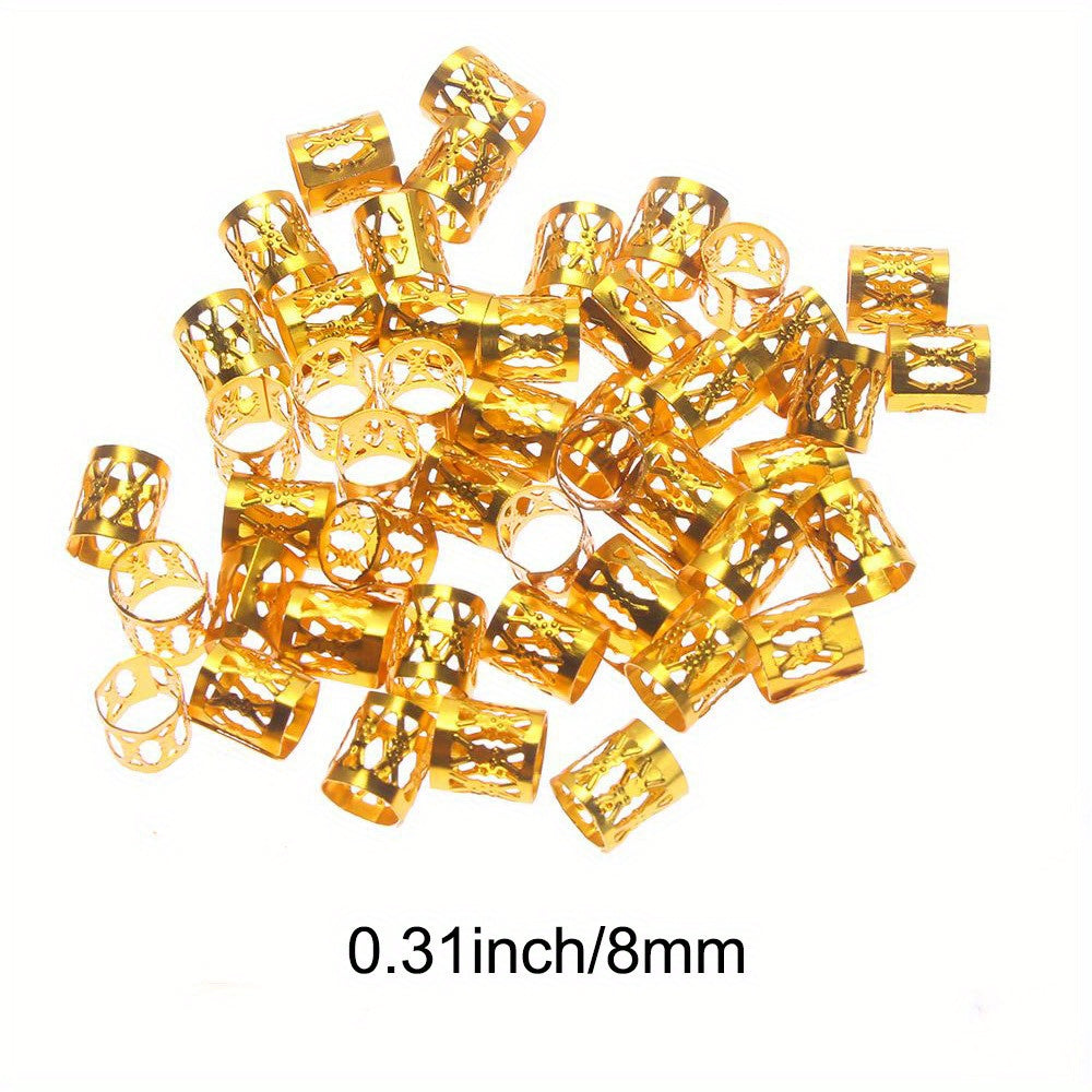 50pcs Dreadlocks Beads Hair Braid Rings Clips Metal Cuffs Hair Jewelry