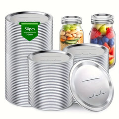 50pcs Mason Can Lids Reusable Split Lids with Sealing Rings