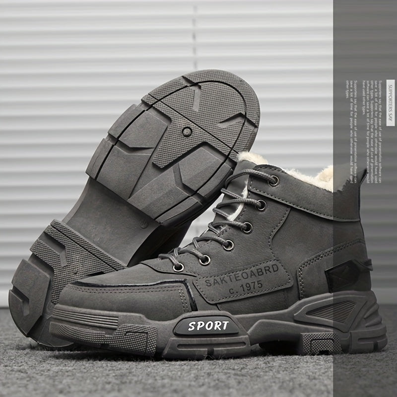 Men's Snow Boots Warm Plush Lining Non-slip Outdoor Hiking Shoes