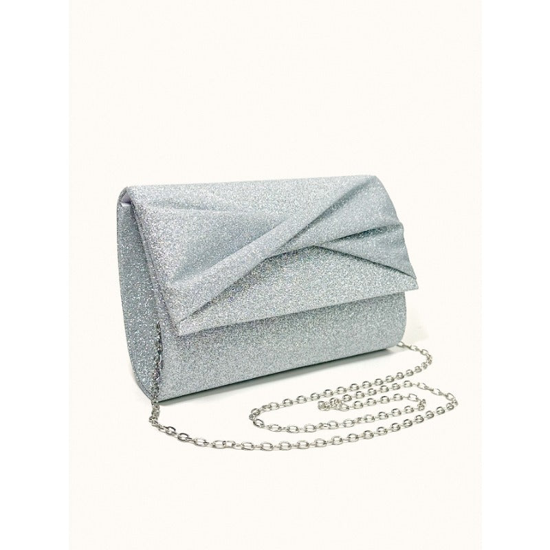 Women's Clutch Purses Evening Bag Wedding Handbags with Chain Argent