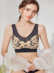 Floral Embroidered Wireless Bra Full Coverage