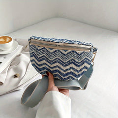 Ethnic Style Straw Woven Fanny Pack Crossbody Bag