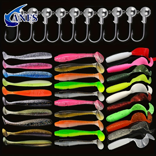 30 Soft Fishing Lures Worm Baits Freshwater Saltwater Lifelike Increased Bites