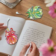 Diamond Painting Bookmarks DIY Kit w/ Tassel Resin Rhinestone Feather Set