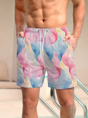 Men's Hawaiian Beach Board Shorts Striped Swim Trunks