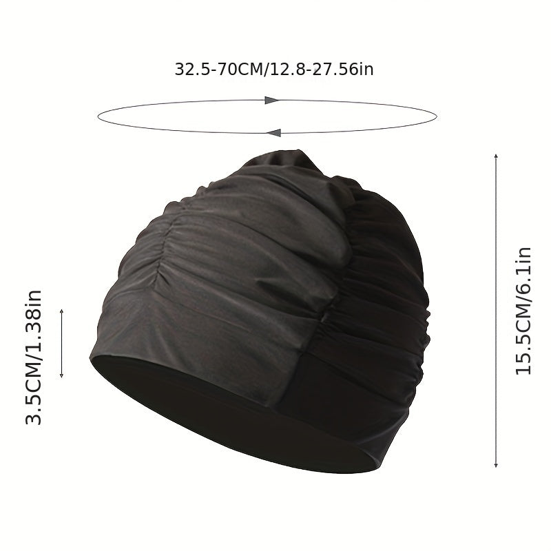 1PC Unisex Pleated Swim Cap with Ear Protection