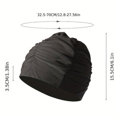 1PC Unisex Pleated Swim Cap with Ear Protection