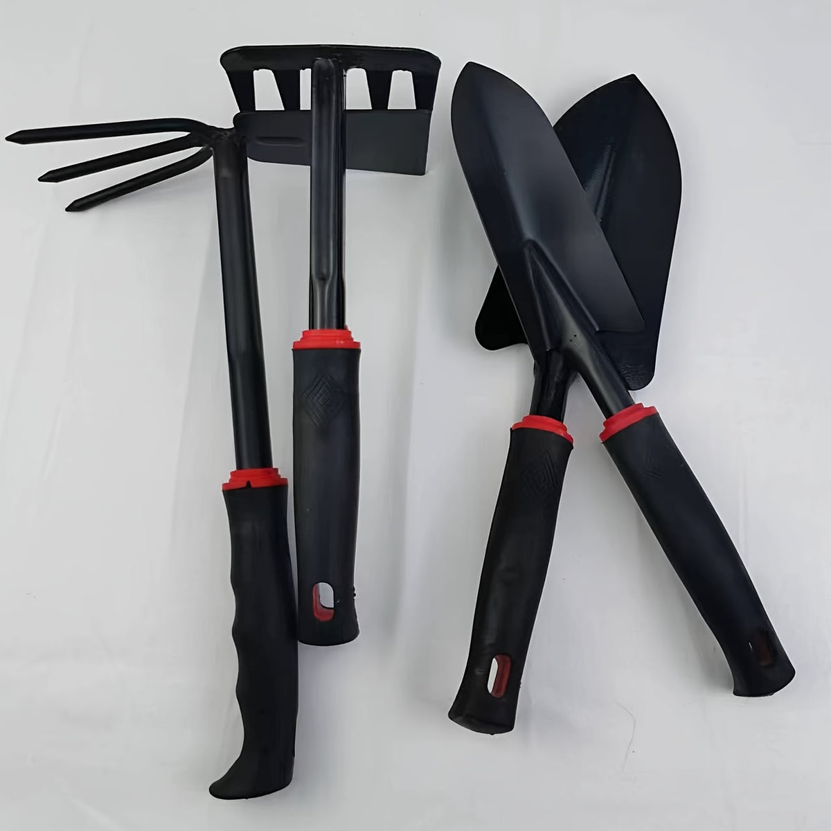 4pcs Garden Shovel & Rake Tool Set Dual purpose Hook Wide & Narrow Iron Shovel