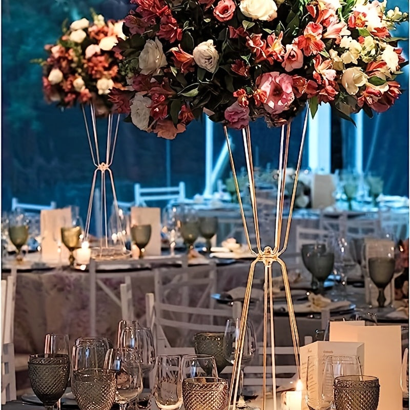 Set of 4 Golden Geometric Centerpieces for Wedding