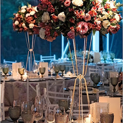 Set of 4 Golden Geometric Centerpieces for Wedding