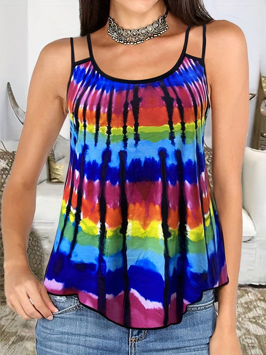  Tie Dye Rainbow Print Tank Top