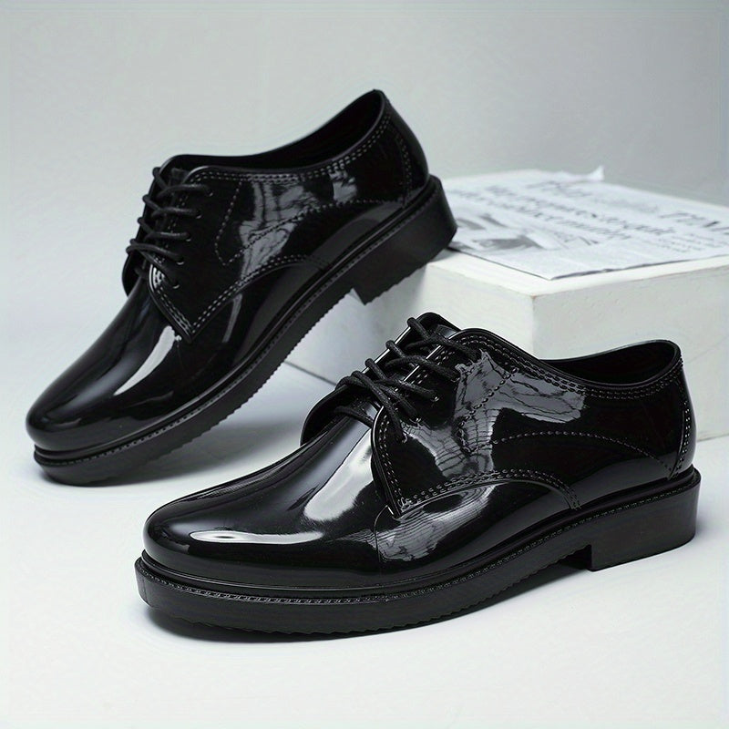 Men's PVC Round Toe Leather Shoes For Wedding Party Office