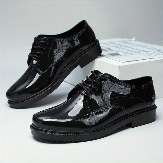 Men's PVC Round Toe Leather Shoes For Wedding Party Office