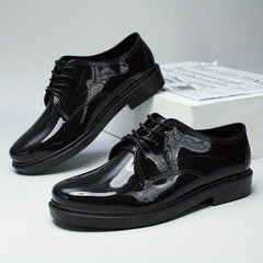 Men's PVC Round Toe Leather Shoes For Wedding Party Office