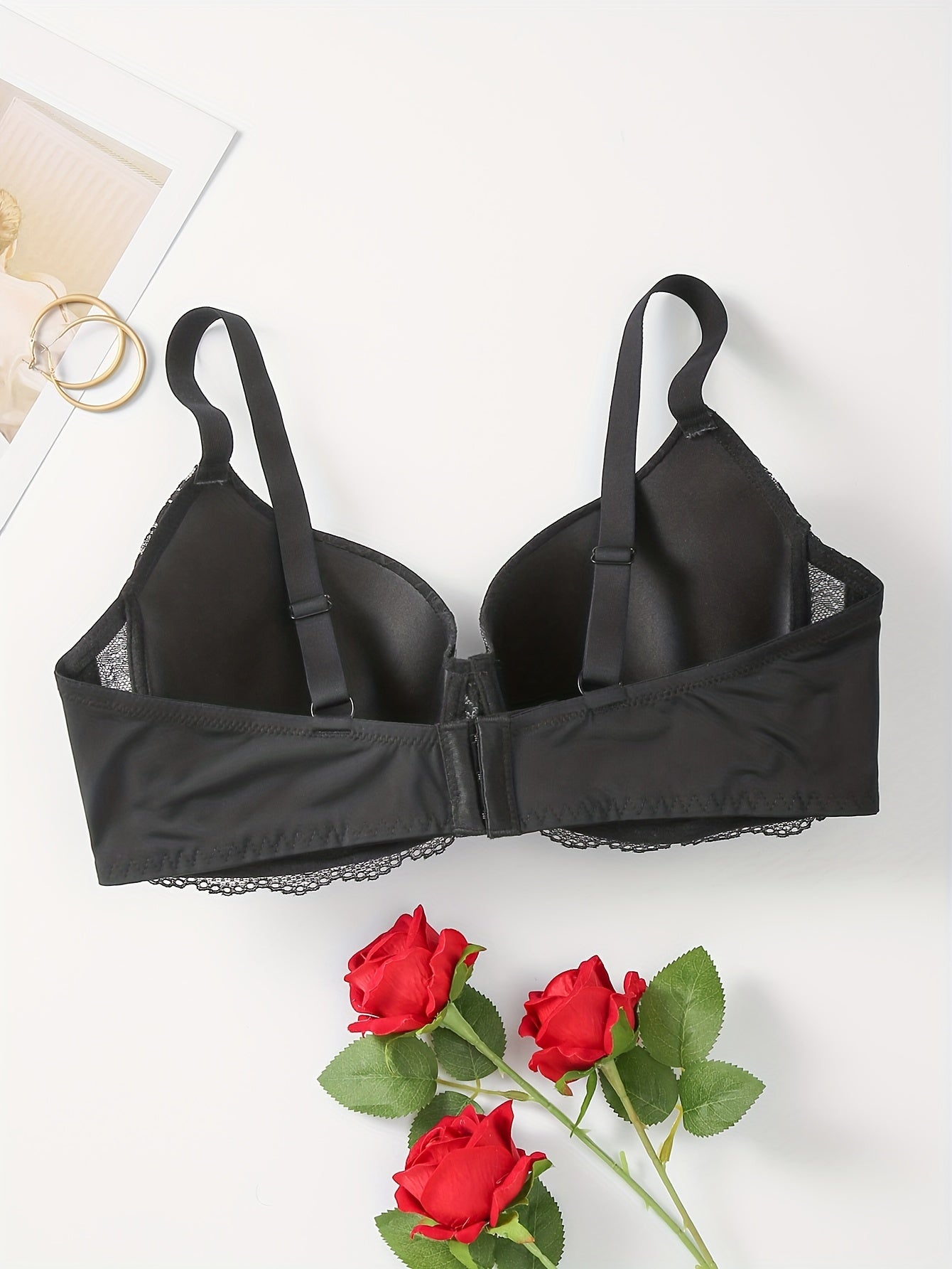  Floral Lace Push Up Underwire Bra
