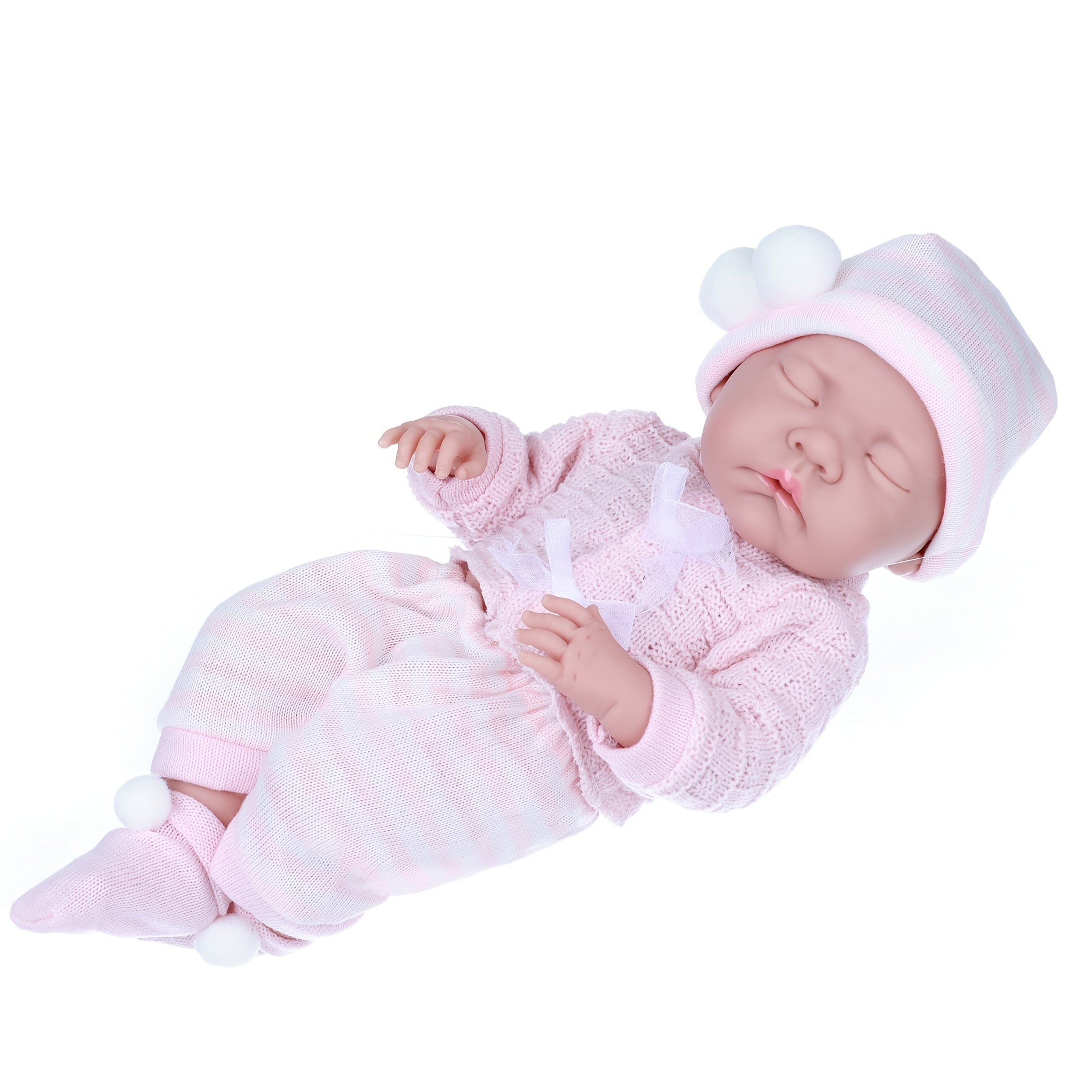 Realistic Reborn Baby Doll in Sleeping Pose with Pink Bunny Outfit