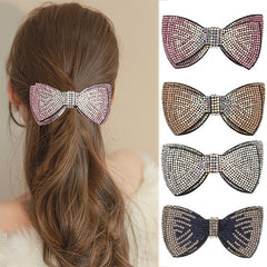 Layer Bow Tie Rhinestone Hair Clip Metal Retro Barrette Hairpin