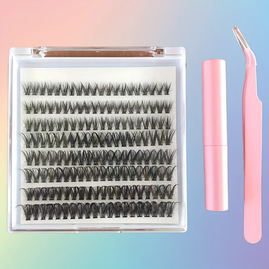 DIY Individual Eyelashes Kit Natural & Thick 3D Lashes Extension