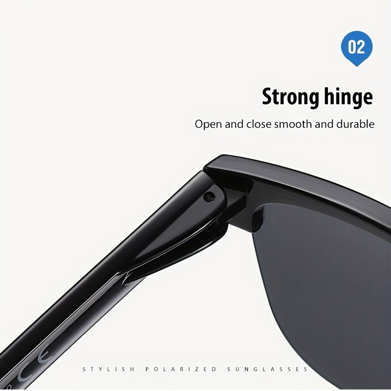 Polarized Round Sunglasses Vintage Half Frame UV400 Protection Outdoors