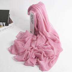 Pink Gradient Ladies Silk Scarf Spring Autumn Winter Shawl Long Gauze Scarf