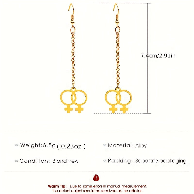 Girl Symbol Long Chain Dangle Earrings Minimalist Style Alloy Jewelry Gift