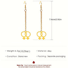 Girl Symbol Long Chain Dangle Earrings Minimalist Style Alloy Jewelry Gift