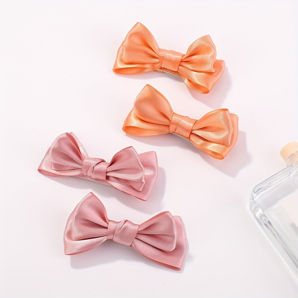 4pcs Handcraft Plain Bow Hair Clip Hair Accessories for Girls Baby Kids