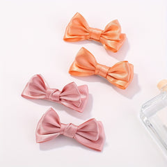 4pcs Handcraft Plain Bow Hair Clip Hair Accessories for Girls Baby Kids