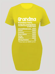  Casual Dress Women's Plus Letter Print Short Sleeve