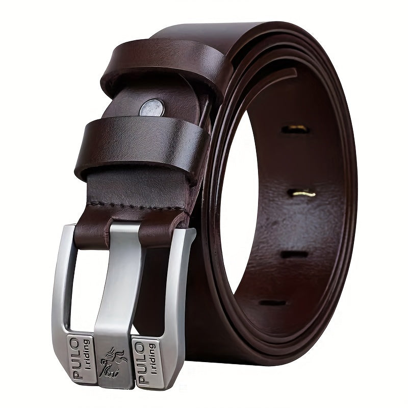 Men's Pin Buckle Belt PU Leather Casual Jeans Pants