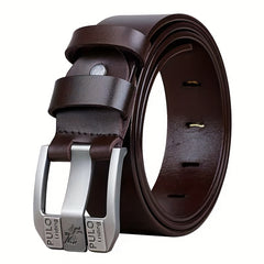 Men's Pin Buckle Belt PU Leather Casual Jeans Pants