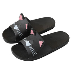 Cartoon Cat Slides Slippers PVC Lightweight Non Slip Floor Shoes Indoor Outdoor