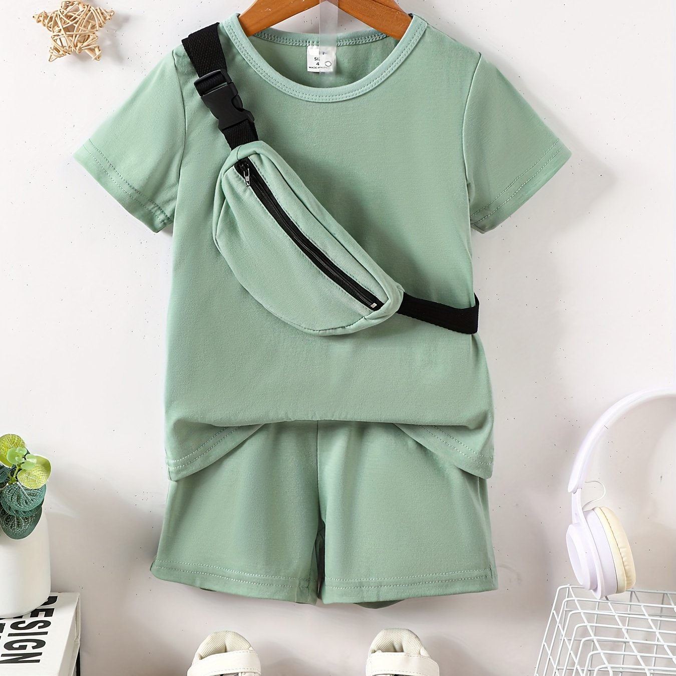Boys Casual T shirt & Shorts Set with Crossbody Bag - Summer Holiday Party