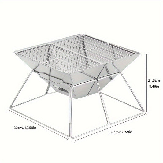 Portable Square BBQ Grill for Camping Picnic Stainless Steel High Temp Resistant