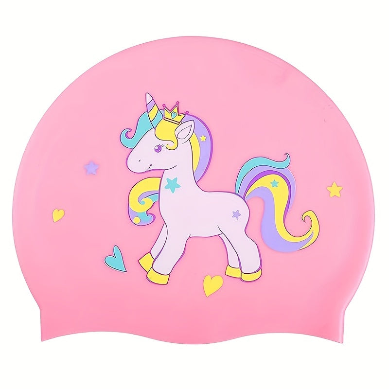 Silicone Animal Waterproof Swimming Cap Long Hair Anti slip Elastic Swim Cap