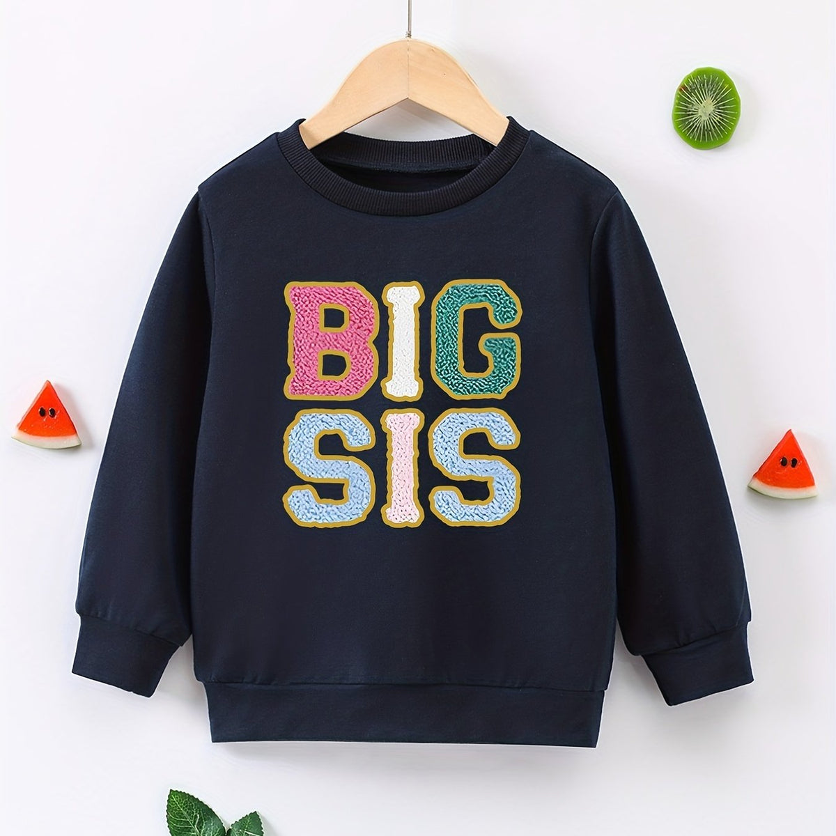 Big Sis Graphic Girls Sweatshirt Comfort Fit Kids Tops Pullover