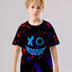 Smile Face 3D Print Boy's T shirt Kids Casual Short Sleeve