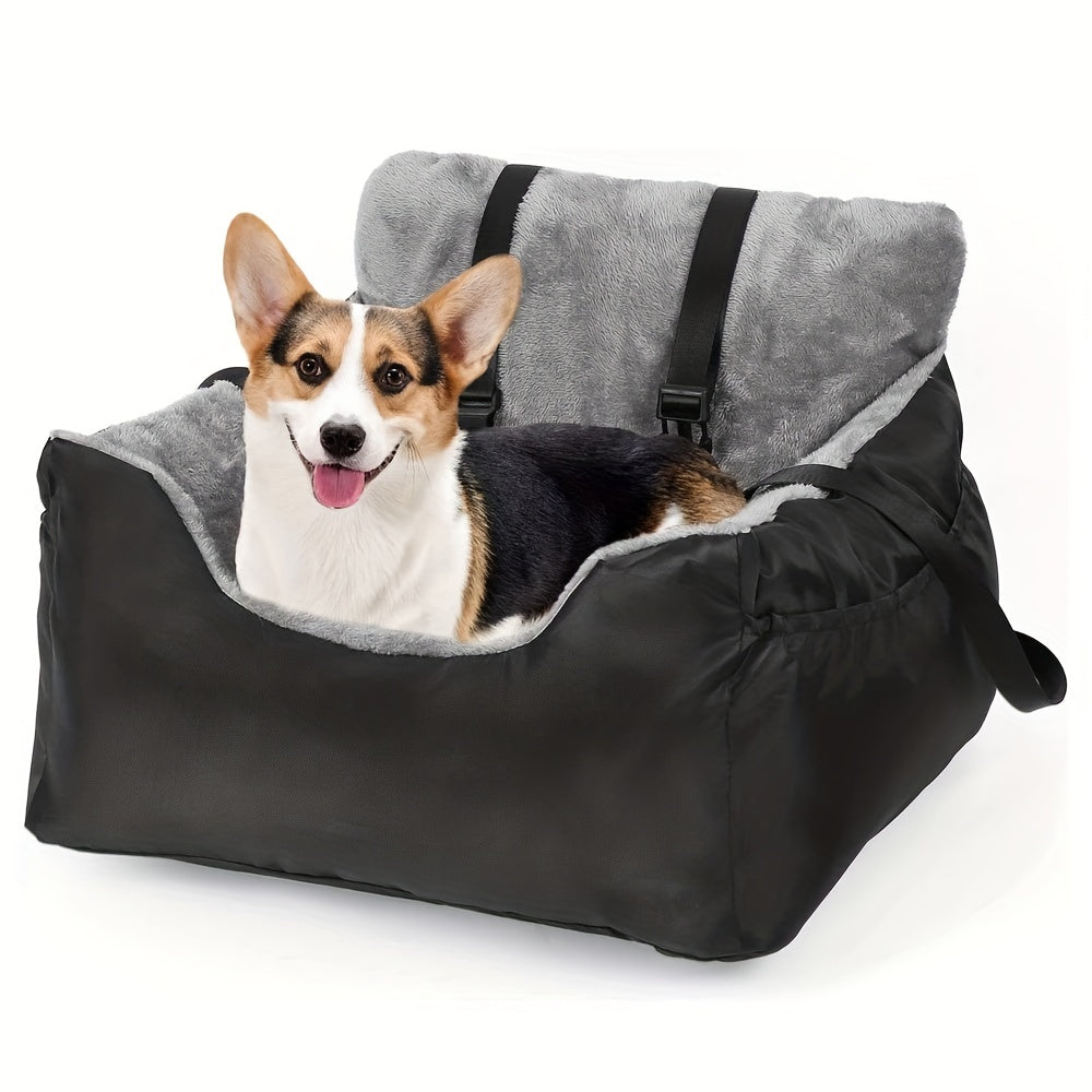 Adjustable Dog Car Seat with Safety Leash and Soft Travel Bed