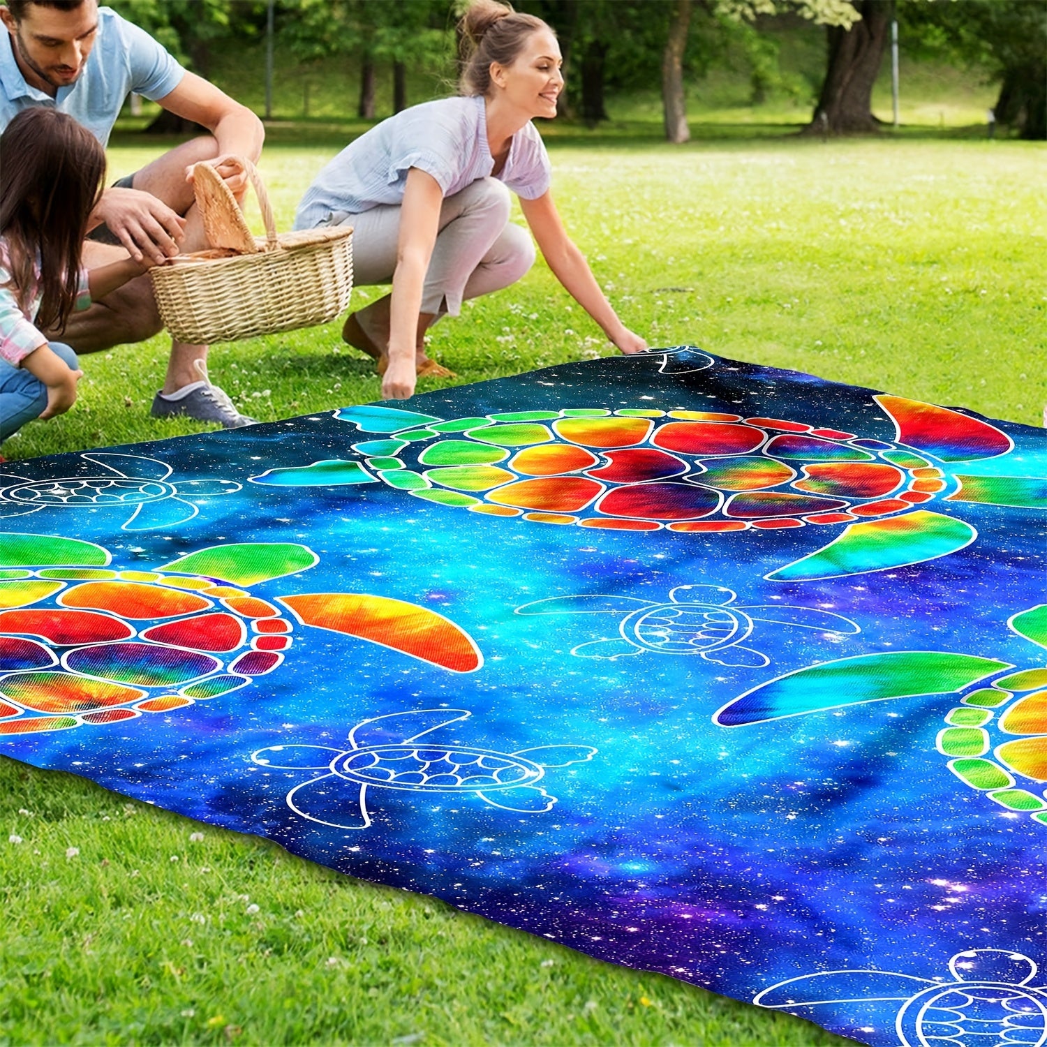 Colorful Turtle Picnic Mat Waterproof Sandproof for Picnics Camping