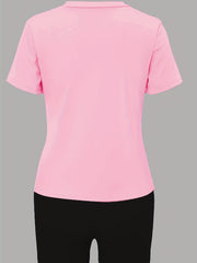 Letter Print Matching Two piece Set Casual Short Sleeve T shirt & Biker Shorts