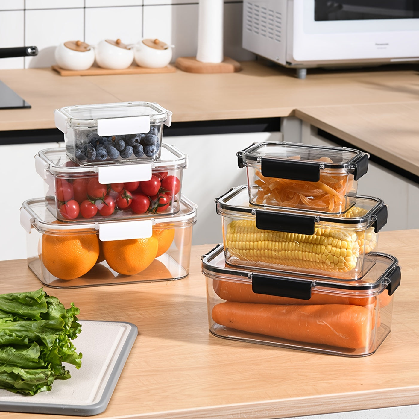 3pcs Plastic Food Storage Containers Keep Food Fresh & Organized