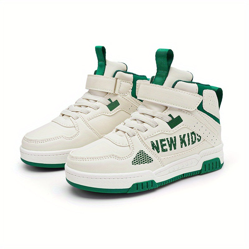 Kids High Top Skate Shoes Hook & Loop Fastener Comfy Durable Anti Skid