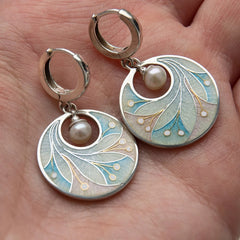 Turquoise Gemstone Stud Earring with Zircon Inlay