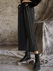  Women's Stripe & Dot Print Wide Leg Trousers