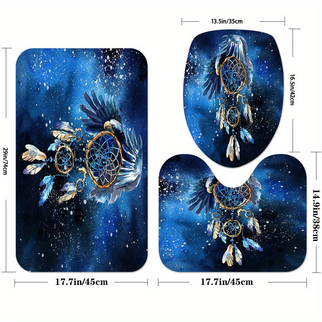 Eagle Feather Bathroom Set with Shower Curtain & 12 Hooks