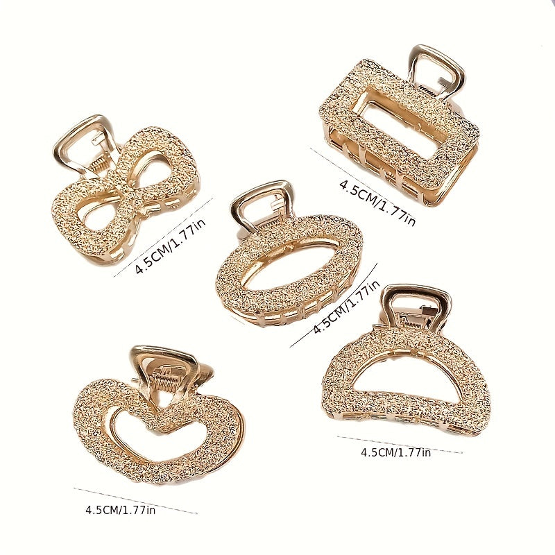 5pcs Mini Alloy Grab Clip Golden Hair Clip for Women