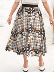  Polka Dot Print High Waist Skirt with Belt