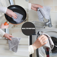10pcs Bamboo Charcoal Dish Towel Microfiber Absorbent Dishcloth